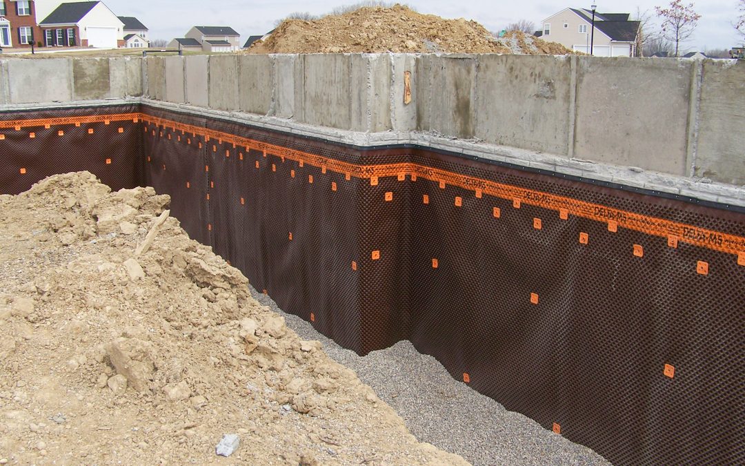 Foundation wall waterproofing membrane installation
